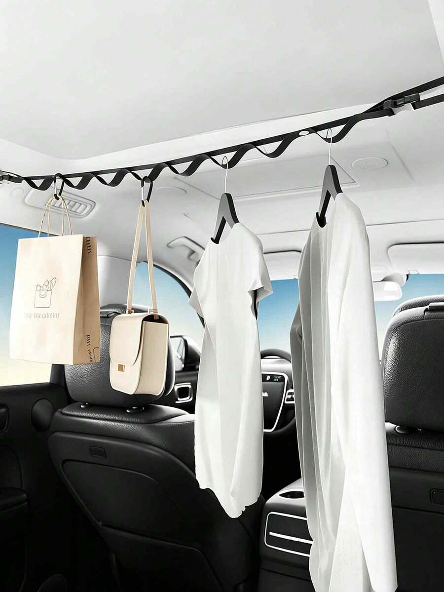 1/2/3/4 Piezas Perchero Colgante para Ropa de Coche, Perchero Ajustable para Vehículo para Viajes & Uso Diario, Cuerdas para Colgar Ropa - Multicolor - Ver 1