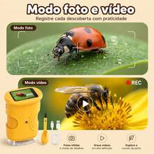 Brinquedo Microscópio Digital Infantil Portátil Zomm 1000x - Amarelo - Visão 8