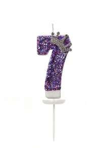 1 Set Purple Sparkling Crown Shaped Numeral Birthday Candles With Exquisite Decorative Elements, Suitable For Decorating Birthday Parties And Family Gatherings - Multicolor - View 10