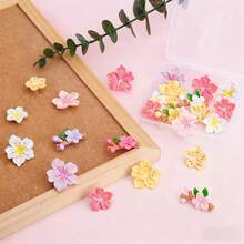 10pcs/20pcs/30pcs Pink Floral Push Pins - Decorative Flower Head Pins, Suitable For Cork Board, Photos, Wall Maps And School Supplies - Multicolor - View 11