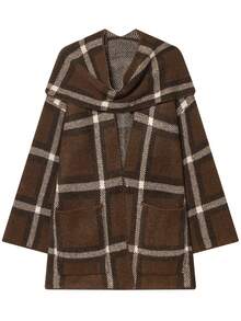 Women's Autumn/Winter Versatile Asymmetric Scarf Style Loose Knit Cardigan, Women's Winter Coat - Burgundy - View 4