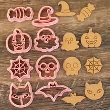 8pcs Mini Halloween Cookie Cutter Set, One-Click Cookie Stamp | 3D Ghost Pumpkin 3D Design Cookie Mold Set, Suitable For Frosting Decoration, Day Of The Dead Decoration - Multicolor - View 7
