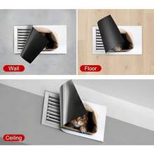 4PCS 2D Flat Magnetic Vent Covers, (Cat) Cute Peeking Pattern, 5.5*12IN, Suitable For Floor, Wall, Ceiling Vents, Home Decor - Coffee Brown - View 5
