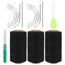 Lusecarl Hair Extension Sewing Kit, 3 Rolls Hair Extension Thread With 10 C/J/I Shaped Curved Hand Sewing Needles, Suitable For Hair Extensions, Hair Piece Sewing, Wig DIY (10+3, 3 Colors), Halloween - View 9