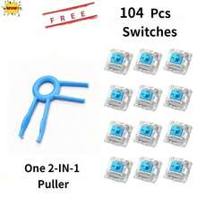Saklar Keyboard Mekanik 50/104 Buah Biru/Coklat/Merah/Hitam, Satu Pencabut, Hot-Swap, Linear, Taktil, Saklar Klik, Aksesori Keyboard Mekanik Kustom DIY untuk Bermain Game dan Mengetik - View 1