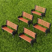 Park Bench Model, Mini Garden Decor, Handmade Character Landscape Bench Model, Garden Decoration, Country Decor, Miniature Scene Component - 5pcs - View 6