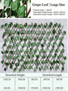 Limited Time Discount Retractable Faux Greenery Hedge Fence, Artificial Ivy Grape Maple Leaf Expandable Wooden Trellis Privacy Shield For Balcony Railing Outdoor Fence Garden Terrace Wall Decoration - Fence - View 11