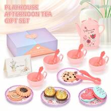 Girls And Boys Afternoon Tea Snack Tea Set Toy Set Includes Tea Set, Realistic Desserts, Carrying Case, Pretend Play Children's Kitchen Toy, 3-8 Years Old Girls Princess Birthday Party Gift (Accessory Colors Random, Gift Box Is Cardboard) - Multicolor - View 10
