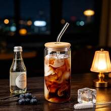 24pcs/Set Glass Cups With Lids And Straws, 16oz Glass Coffee Cups, Iced Coffee Cups With Lids And Straws, Suitable For Home Gatherings, Parties, Weddings And Mother's Day Gifts - Clear - View 7