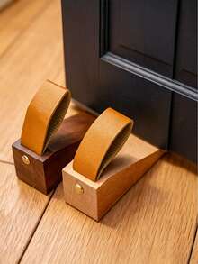 1pc Solid Wood Door Stopper, Creative Raised Anti-Collision Door Wedge, Movable Hanging Top-Mounted Wooden Door Buffer Pad For Bedroom, With Non-Slip Pad At Bottom - Multicolor - View 3