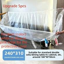 5pcs Large Transparent Furniture Covers, Durable Plastic Material, With Tight Elastic Band, Suitable For All Weather, Protects Sofa, Table And Bench From Rain/Snow/UV Rays - Multicolor - View 12