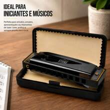 Gaita Diatônica Orleans Stone C 10 Furos Blues Harmonica - Preto - Visão 7