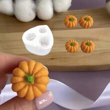 Mini 3-Cavity 3D Pumpkin Silicone Mold, Halloween Atmosphere Candle Pumpkin Soap Clay Handmade Gift Making Mold, Plaster Epoxy Resin Casting Mold, Home Decor - 3-hole Mini Pumpkin Mold - View 6