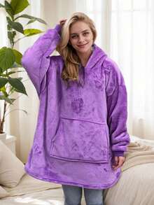 Unisex Wearable Hooded Blanket, Oversized Hooded Blanket Sweatshirt, Comfortable Warm Fleece Blanket With Sleeves And Large Pockets, Suitable For Adults, Indoor And Outdoor Use, Perfect Gift - Multicolor - View 15