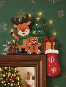 1pc Christmas Wooden Door Corner Decoration, Gingerbread Man & Reindeer Pattern Door Frame Corner Ornament, Multi-Functional Decorative Sign, Joyful Christmas Decor, Christmas Decoration, New Year Decoration, Christmas Home Decor, Christmas Hanging Ornament, Christmas Gift, Window Frame Decoration, Fireplace Decoration, Winter Party Small Gift, Xmas Decor, Christmas Decor, Merry Christmas - Moose - View 3