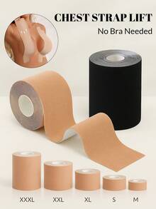 1 Roll Plus Size Breast Lift Tape, Elastic Breathable Cleavage Lifting Tape, Suitable For Large Breasts, Customizable Shape, Invisible Nipple Covers, Perfect For Summer Dresses - Multicolor - View 3