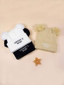 3件組 MAMA BABY 刺繡圖案嬰兒帽，適合女嬰與男嬰，輕量可調節，適合戶外保暖穿著 - 彩色 - 查看 4