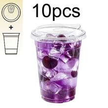 16oz/14oz Set Clear Cups With Lids, Durable Straight Lid Iced Drink Cups, Smoothie Cups, Suitable For Cold Drinks, Juice And Milkshakes - Halloween/Christmas/Birthday Party Essentials - Transparent - View 12