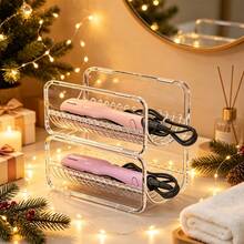 1/2pcs Desktop Transparent Storage Rack, Hair Dryer Holder, Transparent Acrylic Storage Rack, Stackable Curling Iron Holder, Suitable For Bathroom Vanity Storage, Can Store Hair Dryer, Curling Iron, Hair Styling Tools, Etc. - Multicolor - View 7