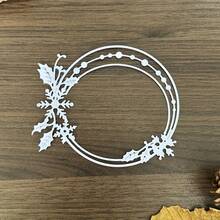 1pc Christmas Snowflake Round Frame Carbon Steel Scrapbooking Metal Cutting Template, For Making Paper Greeting Cards - Christmas - View 5