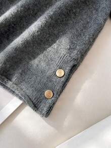 1pc Solid Color Minimalist Premium Comfortable Inner Layer Wearable Versatile Commute Crew Neck Long Sleeve Pullover Knit Sweater - Grey - View 4