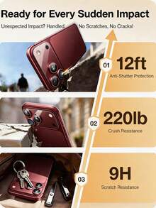 3pcs [2026 New] 9H Tempered Glass Camera Lens Protector, Compatible With IPhone 18 Pro Max/18 Pro, Alloy Metal Frame, High Definition Transparent, Anti-Slip, Waterproof, Shockproof, Anti-Scratch, Anti-Fingerprint, Bubble-Free Easy Installation, Compatible With Phone Cases, Perfect Birthday Gift For Family And Friends (Wine Red) - Burgundy - View 7
