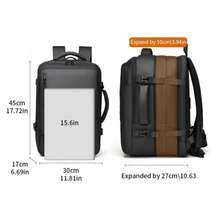 1pc Men's Business Backpack, Leather-Like Waterproof Travel Bag, Large Capacity Multi-Compartment Laptop Backpack, Expandable School Bag, Anti-Theft - Multicolor - View 5
