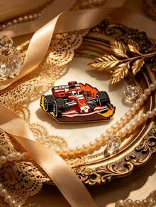 1pc Racing F1 Car Pattern Brooch, Vintage Luxury Design Badge, Unisex Daily Wear Accessory, Lapel Decoration - Orange - View 14