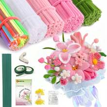 824pcs DIY Floral Handmade Set, Large Capacity Chenille Pipe Cleaner Fuzzy Sticks Handmade Bouquet Materials, Holiday Gifts And Home Decor Supplies - 824pcs - View 8