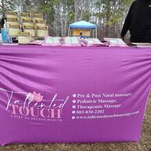 1pc Personalized Custom Logo Fitted Tablecloth, Spandex Business Event Table Cover - White - View 4
