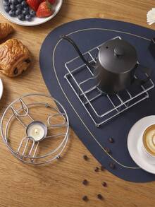 1pc Iron Tea Kettle Heating Base With Candle Holder (Candle Not Included), Round And Square Hollow Metal Tea Warmer Rack, Suitable For Glass Teapot And Coffee Pot, Home Afternoon Tea Accessory - Multicolor - View 11