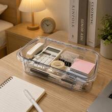 Expandable Storage Box, Desktop And Drawer Organizer, Cosmetic Storage Box, Office Supplies Organizer, Suitable For Storing Pencils, Suitable For Storing Makeup Brushes, Lipsticks. - Clear - View 8