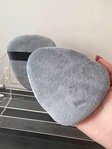 1pc Tongue-Shaped Water Drop Powder Puff, Flocked Soft Triangle Pointed Makeup Tool - Grey - View 1