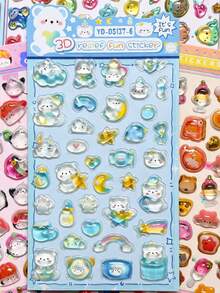 Colorful 3D Epoxy Resin Stickers - Solid Stickers - Cute Animal Series, Exquisite Appearance, 3D Design, Waterproof Self-Adhesive Decorative Stickers, Comfortable Touch, Strong Decorative Atmosphere, Suitable For DIY Decoration, Toys, Instruction Manuals, Diaries, Notebooks, Laptops, Phone Cases, Etc. - Multicolor - View 9