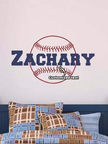 Custom Name Baseball Wall Decal Personalized Vinyl Sticker Monogram Wall Art Room Decor(Sticker Only) - Multicolor - View 1