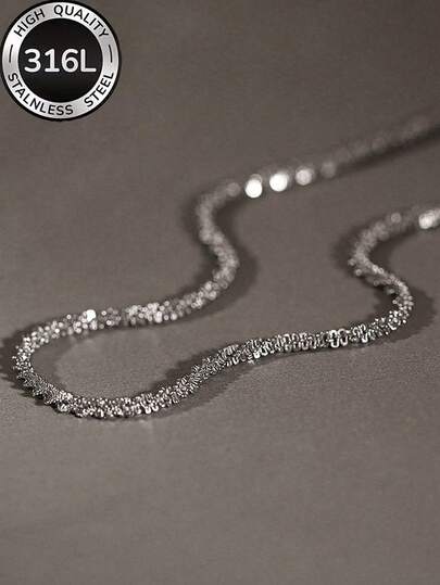 1pc European & American Minimalist Stainless Steel Shiny Cauliflower Chain Necklace, Fashion Women's Necklace, Suitable For Daily Wear And Halloween Occasions, Unisex Design