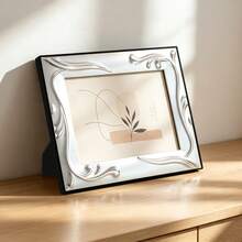 4*6" & 5*7" Glossy Silver Metal‑Glass Photo Frames With Embossed Scrollwork Pattern, Horizontal & Vertical Display For Home Decor - 1PC - View 7