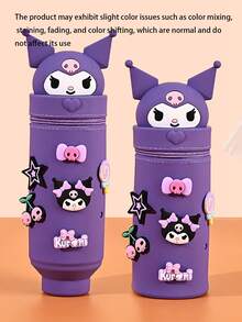 1pc Authentic Cartoon Student Pencil Case, Cute Silicone Pencil Pouch, Adorable Hollow Multi-Function 3D Expandable Silicone Stationery Storage Box, Suitable For Learning, Back To School Prizes, Office Desk Storage - A - View 16