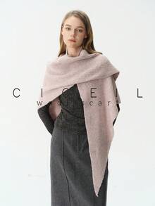1pc Solid Color Fashion Elegant Lady Style Versatile Wool Knitted Triangle Scarf Shawl For Autumn/Winter Daily Wear - Flower Coffee - View 2