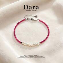 DARA Freshwater Pearl Silver Bracelet S925 Silver Zirconia Beaded Romantic Women's Gift - Multicolor - View 3