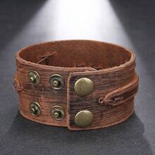 2 Pcs Jewelry Vintage Hand Woven Smooth Leather Bracelet Cuff Wide Leather Bracelet For Men's Accessories - Leather Bracelet - View 10
