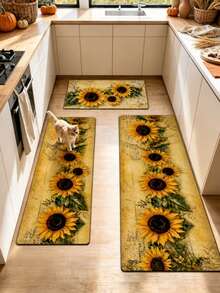 1pc Autumn Harvest Sunflower Kitchen Rug, Summer Fresh Style, Decorative Rug, Bedroom Decor, Small Rug, Carpet, Home Decor, Living Room Rug, Living Room Small Rug, Bedroom Rug, Living Room Home Decor, Outdoor Rug, Washable Rug - Multicolor 6 - View 1