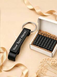 100pcs Customized Engraved Metal Bottle Opener Keychain - Can Engrave Name Or Text, Bulk Boxed, Perfect For Wedding, Birthday, Company Gift And Party Favors; Customizable - Multicolor - View 9