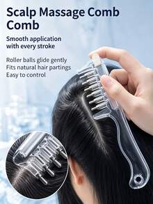 1pc Portable Scalp Applicator Comb With Rotatable Metal Teeth, Suitable For Applying Hair Oil And Essence, Evenly Distributes Liquid Around Hairline While Massaging Scalp, Comes With Dust Cover For Easy Refill And Carrying - Multicolor - View 4