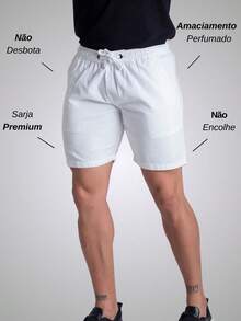 Men's Twill Shorts Simple Casual Fabric Pocket Drawstring Bermuda Shorts - Light Wash - View 2