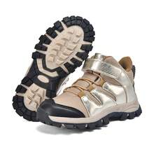 Children's Hiking Boots Autumn/Winter Mid-Top Outdoor Sports Shoes Non-Slip Wear-Resistant Running Shoes Winter Warm Shoes - Khaki - View 2