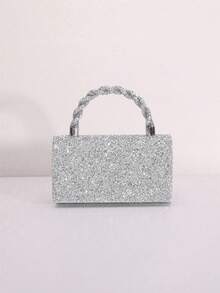 REMANLAND Fashionable Elegant Diamond Handbag With Shoulder Strap, Evening Bag - Silver - View 5