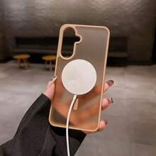 Magnetic Wireless Charging Protective Case Compatible With Galaxy A07 A17 S25 FE S24 S23 S22 S21 Ultra Plus A16 A56 A36 A55 A35, Matte Anti-Drop Transparent Hard Back Shell - Desert Gold - View 5