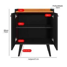 Aparador Buffet Balcão 2 Portas Pés Palito Retrô Com Puxador Linea Cantinho do Café Cozinha - Preto - Visão 6