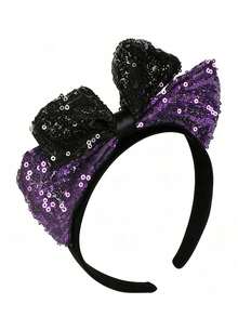 1pc New Halloween Bow Sequin Headband Women's Hair Accessory Headpiece - Multicolor - View 10